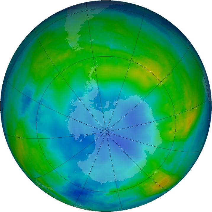 Antarctic ozone map for 30 May 2002